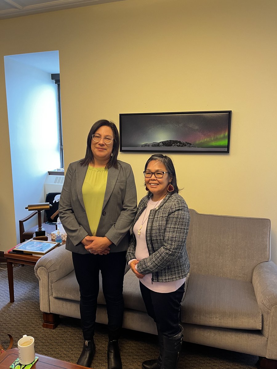 Chief Taralee Beardy meeting with MP Lori idlout. As an indigenous leader, Ms. Idlout understands the importance of a community school as a tool for self-determination.  She also supports our community and will advocate with the Minister for our new #schools #reconciliation #TRC