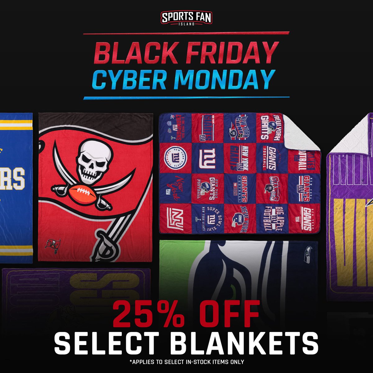 SportsFanIsland's tweet photo. Stay warm this winter! ❄️ Up to 25% off select blankets! 🤩 https://t.co/7nHAVPc2ov