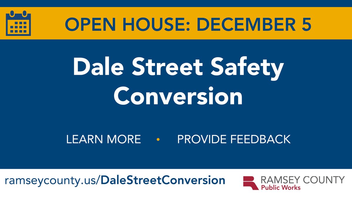 RamseyCounty's tweet photo. Ramsey County, in collaboration with the cities of Roseville &amp; Saint Paul, is working to redesign Dale St. between Hwy 36 &amp; north of Como Ave. Join the final open house on Dec. 5 to review the final roadway design &amp; construction schedule.  

Learn more: https://t.co/hU2hzHg2cN https://t.co/pZumr8pgbN