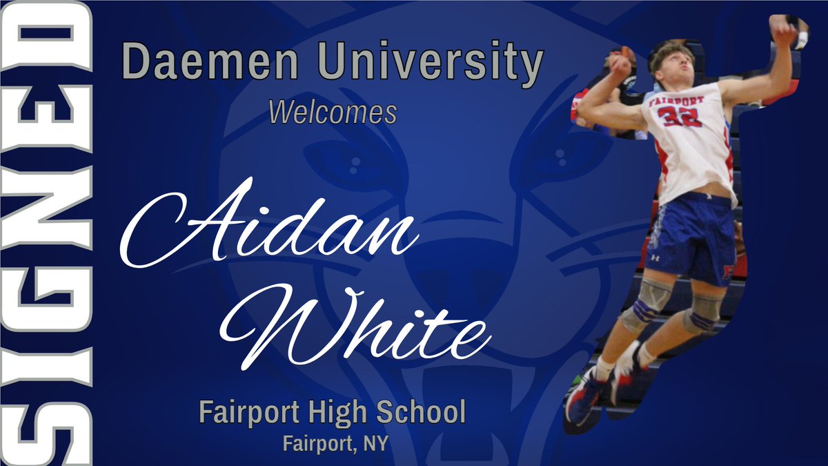 SIGNED!! Welcome to the <a href="/DaemenMVB/">Daemen Men's Volleyball</a> family Aidan White!!! 

An outside hitter and right side from Fairport, NY, Aidan plays club volleyball at Pace Bootlegger and was named First Team All Greater Rochester in 2022. Welcome home, Aidan!!