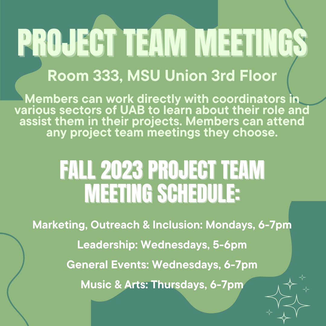There's still time left in the semester to try new things! Stop by a UAB meeting to get involved on campus and meet great people!