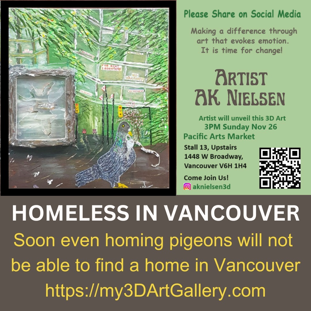 'Soon even the homing pigeons will not be able to find a home in Vancouver.' #yvrmusic
#yvrfestival
#yvrartist
#yvrart
#wildlifeartist 
#whistlerart
#whistler 
#whatsonpoco
#westcoastart
#pomo
#poco
#VancouverTourism
#vancouvershoppingevent
#vancouvershopping 
#vancouverseniors