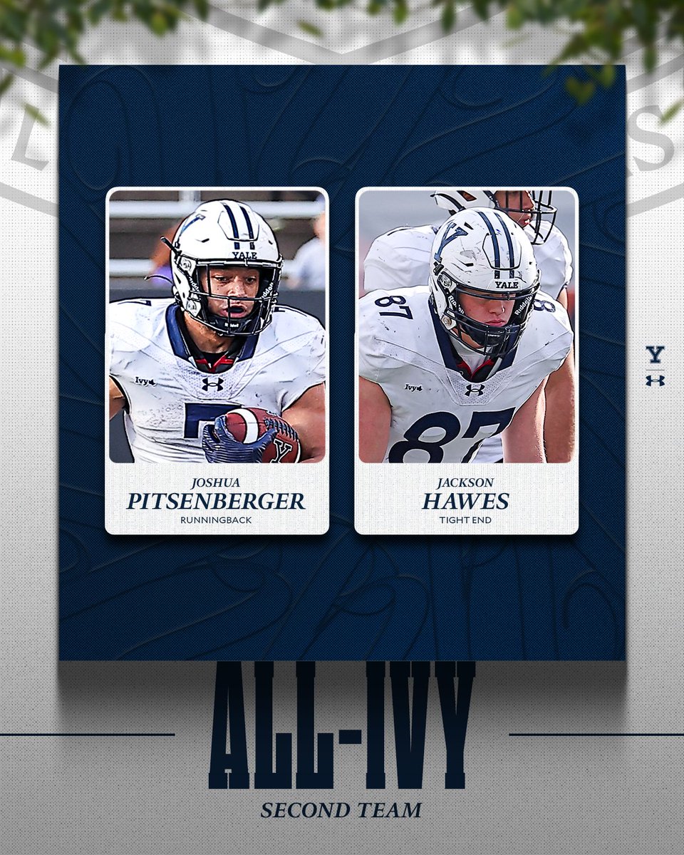 Running back Joshua Pitsenberger and tight end Jackson Hawes were named All-Ivy second team. 👏👏 #ThisIsYale | #Team150
