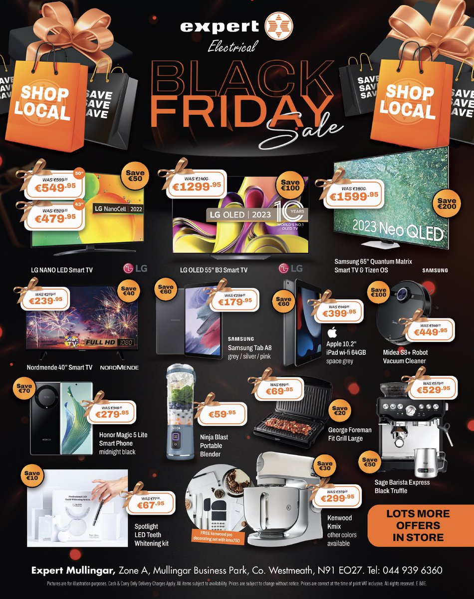 ExpertMullingar's tweet photo. The Expert Mullingar Black Friday Sale is now on with many offers now available in store. https://t.co/gf8dr8jnCP