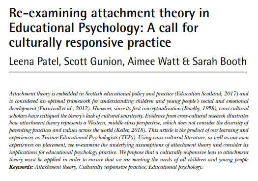 leenapatelEP's tweet photo. Delighted to share that my third journal article for Educational Psychology in Scotland was published today! Thanks Scott Gunion, @WattAimeeRuth &amp; @SBooth_95 for co-authoring. To access this article, please follow this link: https://t.co/uTvsDarESb https://t.co/Q1VQzMXeHP