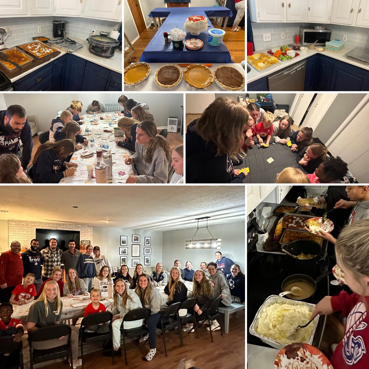 We had a blast last night at our 1st Teamsgiving. The players paired up &amp; picked a side or dessert to make- all the food was delicious. Coloring on the tablecloth, making ornaments &amp; playing video and card games were other highlights. #SwordsUp #WeWill #Teamsgiving #Blessed