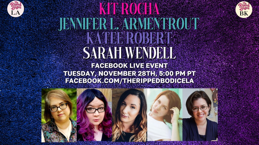 The Ripped Bodice (@therippedbodice) on Twitter photo We're hosting a special Facebook Live virtual panel on November 28th at 5pm PT to celebrate Consort of Fire with <a href="/KitRocha/">Kit Rocha</a>, Jennifer L. Armentrout, & Katee Robert. Moderated by Sarah Wendell of <a href="/SmartBitches/">Smart Bitches</a> Trashy Books. ❤️🔥
RSVP & pre-order for swag:
therippedbodicela.com/events-and-tic… We're hosting a special Facebook Live virtual panel on November 28th at 5pm PT to celebrate Consort of Fire with <a href="/KitRocha/">Kit Rocha</a>, Jennifer L. Armentrout, & Katee Robert. Moderated by Sarah Wendell of <a href="/SmartBitches/">Smart Bitches</a> Trashy Books. ❤️🔥
RSVP & pre-order for swag:
therippedbodicela.com/events-and-tic…