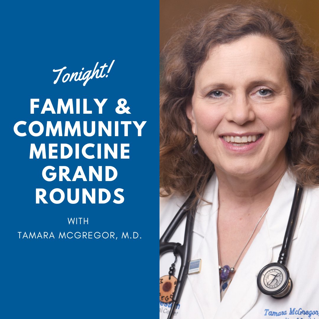 Tonight at 6:00 p.m.! Join the Department of Family and Community Medicine for virtual Grand Rounds, 'Care of Imminently Dying Patients' with speaker Tamara McGregor, M.D. You can access the link through the main page on our website (link in bio).

#palliativemedicine