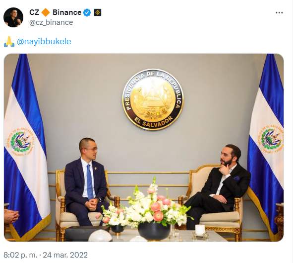 _elfaro_'s tweet photo. #Actualidad | El director ejecutivo de la empresa de intercambio de criptomonedas @binance, Changpeng Zhao, planea dimitir y declararse culpable por violación de requisitos penales estadounidenses contra el lavado de dinero, informó @WSJ. La empresa Binance es inversionista en #ElSalvador y según dijo en agosto de 2022 la embajadora Milena Mayorga, "ya tienen 50 empleados". Además, Zhao sostuvo una reunión con el presidente Bukele en marzo de ese año.
https://t.co/ltDJAM5kK2