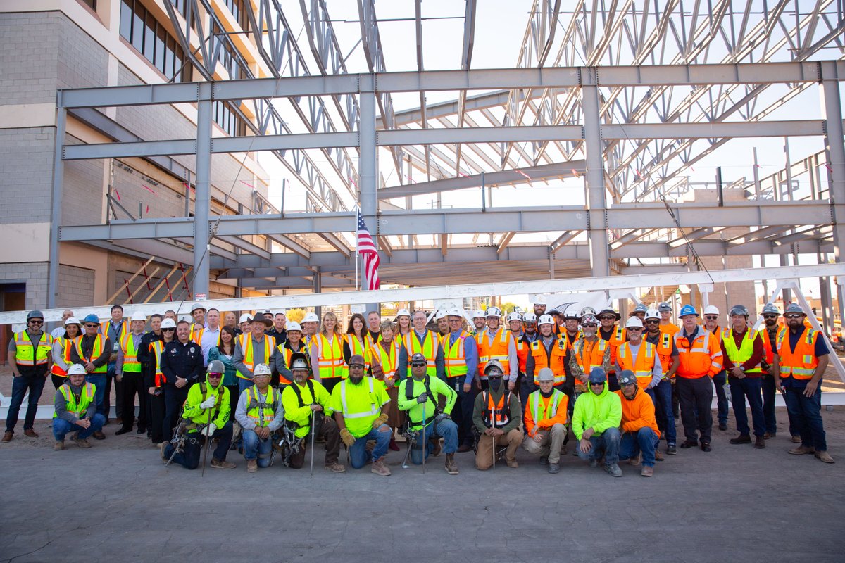 MesaDistrict5's tweet photo. 👷 I signed off... on the future Mesa City Hall! 
👷 A ceremony was held, inviting all to sign a piece of the last truss that was later lifted in place. 
👷 The design is by @adaptivearch &amp; based on the idea that government should be transparent. Info: https://t.co/S9e8IO8wqd https://t.co/LvAnuWaYpQ