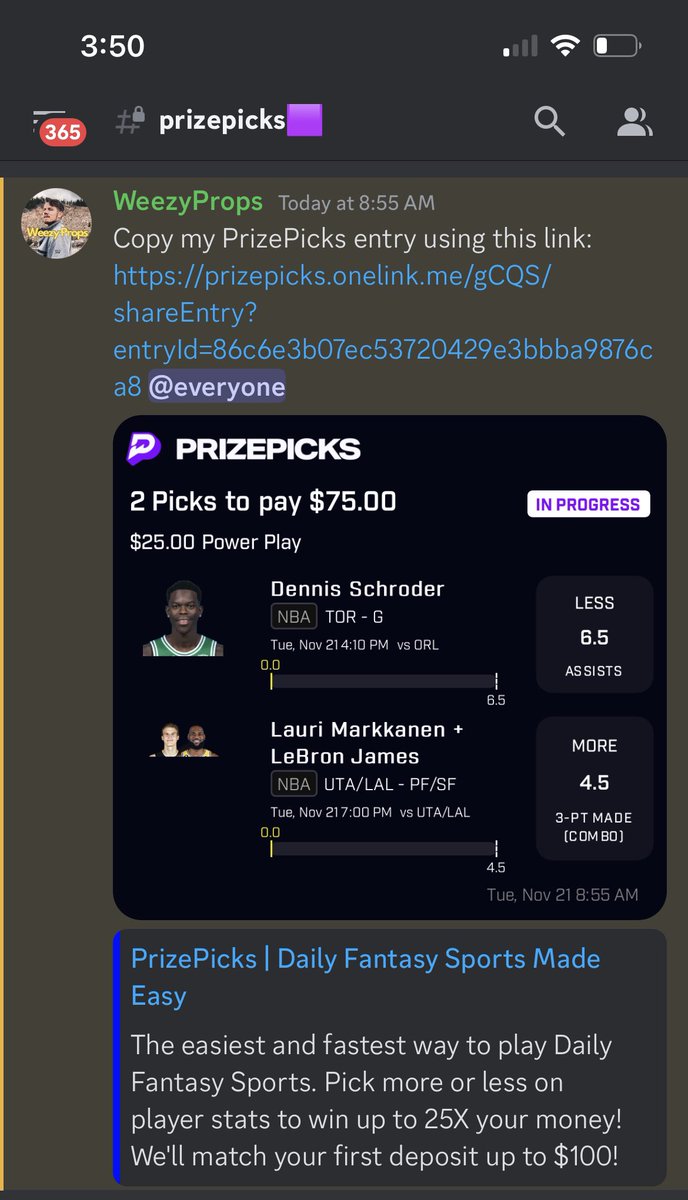 WeezyProps's tweet photo. PrizePicks is back at it again with the scams and being incredibly slimy. 

I submitted this entry on PrizePicks and posted it to my discord like I always do. My entry was not bumped before I submitted and I was literally able to screenshot the slip and send it to my discord. 

As I am going back through all my slips before lock, I see that the Markennen/Lebron combo prop has been changed to 5.0. This did not happen immediately to my already submitted slip, this was done HOURS after my slip had been submitted. 

This is slimy, unacceptable, and honestly illegal. 

Screenshots below of my slip when I submitted it to my discord vs what my slip looks like now after they changed my already submitted slip. 

Bumps happen all the time. They happen as you’re submitting the slip, this was not one of those times. I got the slip in at 4.5, was able to share it, and then hours later my slip was changed. 

Contacted support and shocker, they literally were useless and continue to prove they have people working for them that are incredibly out of touch with their own product. 

Please RT and blow this up. PrizePicks back at it again with the scams! 

#GamblingTwitter #PrizePicks