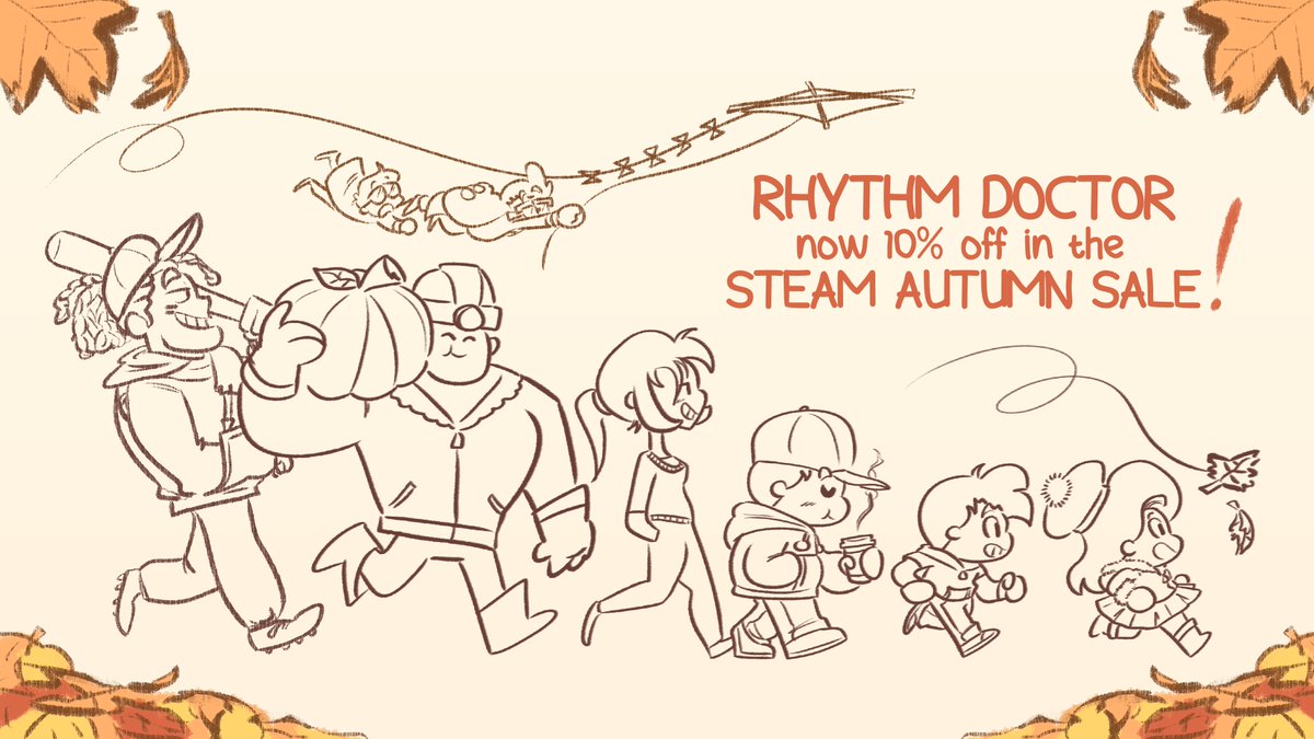 RhythmDrGame's tweet photo. 🍂 Rhythm Doctor is 10% off in the Steam Autumn Sale 🍂

We also just released our big Act 5 update. If you have any rhythm game friends, let them know!

https://t.co/6sW4cdUaMg https://t.co/SrDVGEABcA