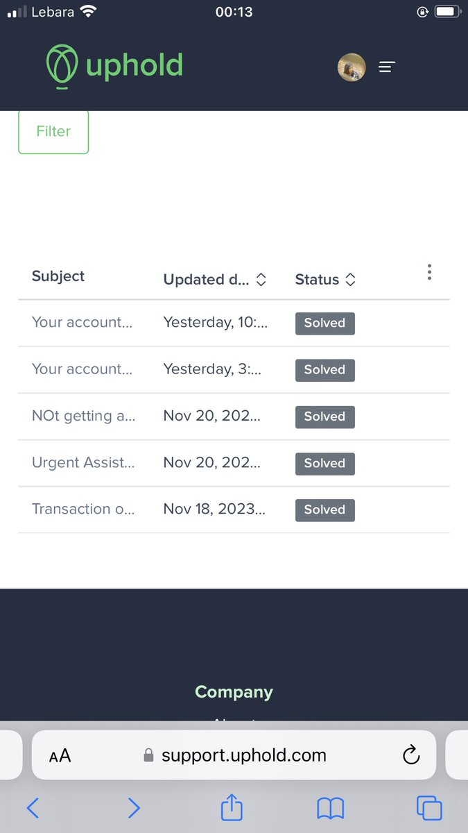 lagisha's tweet photo. @UpholdInc #3336694 -Ticket number,
When ever i create a ticket I’m seeing the case is solved without any proper response, My account is still restricted this is absolutely unexpectable!! https://t.co/mtiUDZeCDo