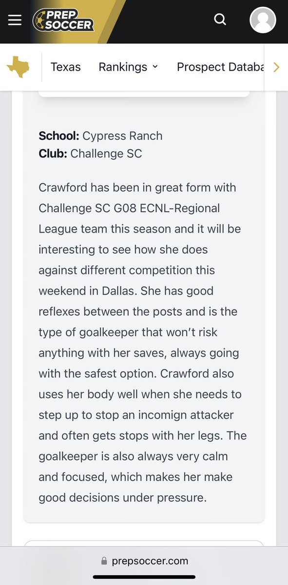 alexis0crawford's tweet photo. Thank you @grtorres for the great feedback at @PrepSoccer!

@TheSoccerWire @TopPreps @TopDrawerSoccer 

@CoachWinkworth @coach__stevo @CoachAGreg @Nathan90G @UAPBCoachErik @juliiaortiz18 https://t.co/PDk1ysF881