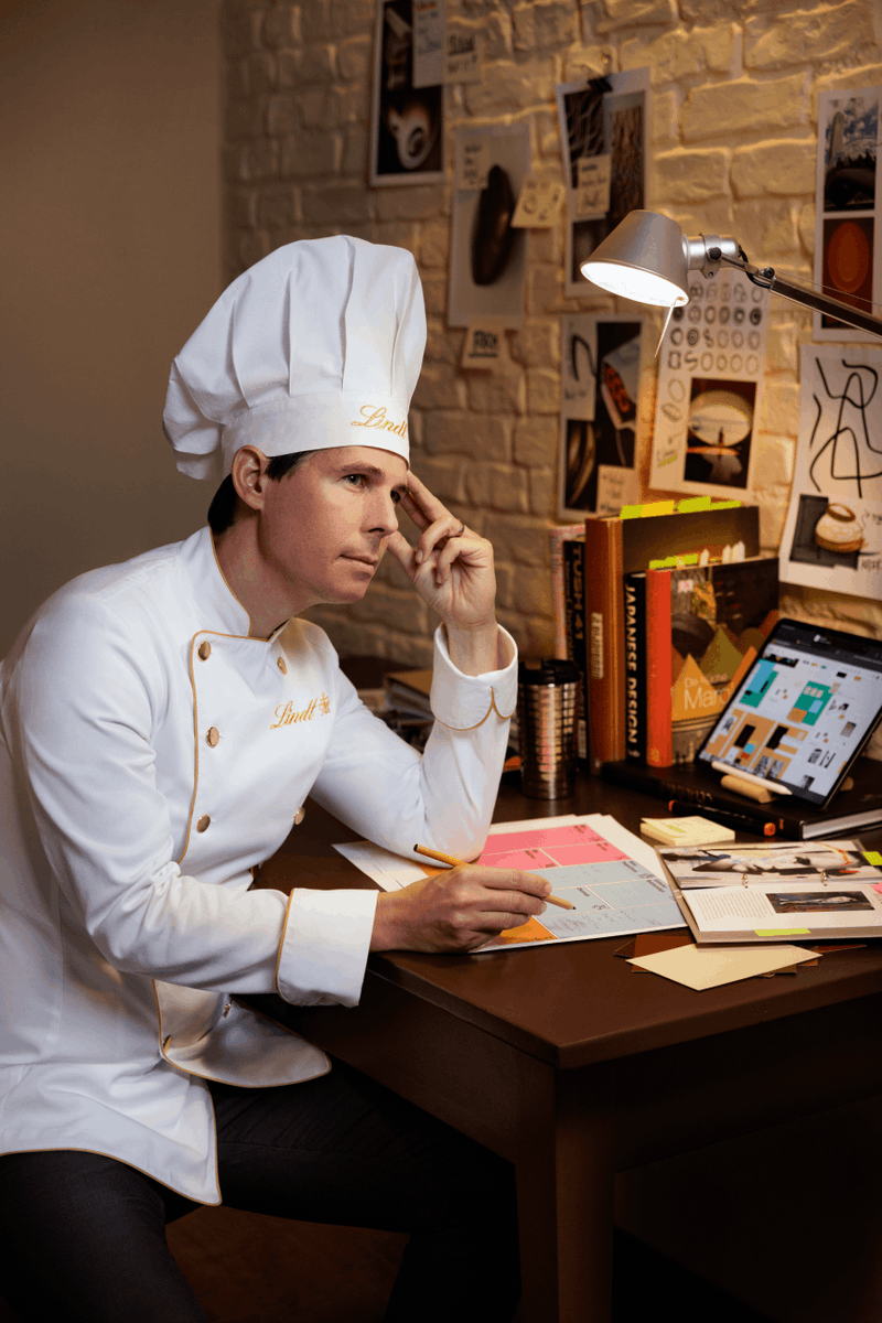 SailorMonkey's tweet photo. The Lindt Master Chocolatier (the most sinister of all the chocolatiers), developing his telekinesis powers from his secret lair. https://t.co/QT6uP9z4g3