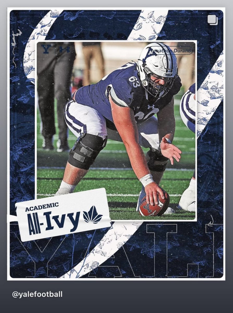 bashagridiron's tweet photo. Congratulations to former 🐻 @durand_jonathon for finishing out his career @yalefootball making the Academic All-Ivy team! Graduates this December in Electrical Engineering!Congratulations my man and good luck in the future!! @BashaAthletics @bashabearnation @MarquesReischl https://t.co/52K5wvjvCa