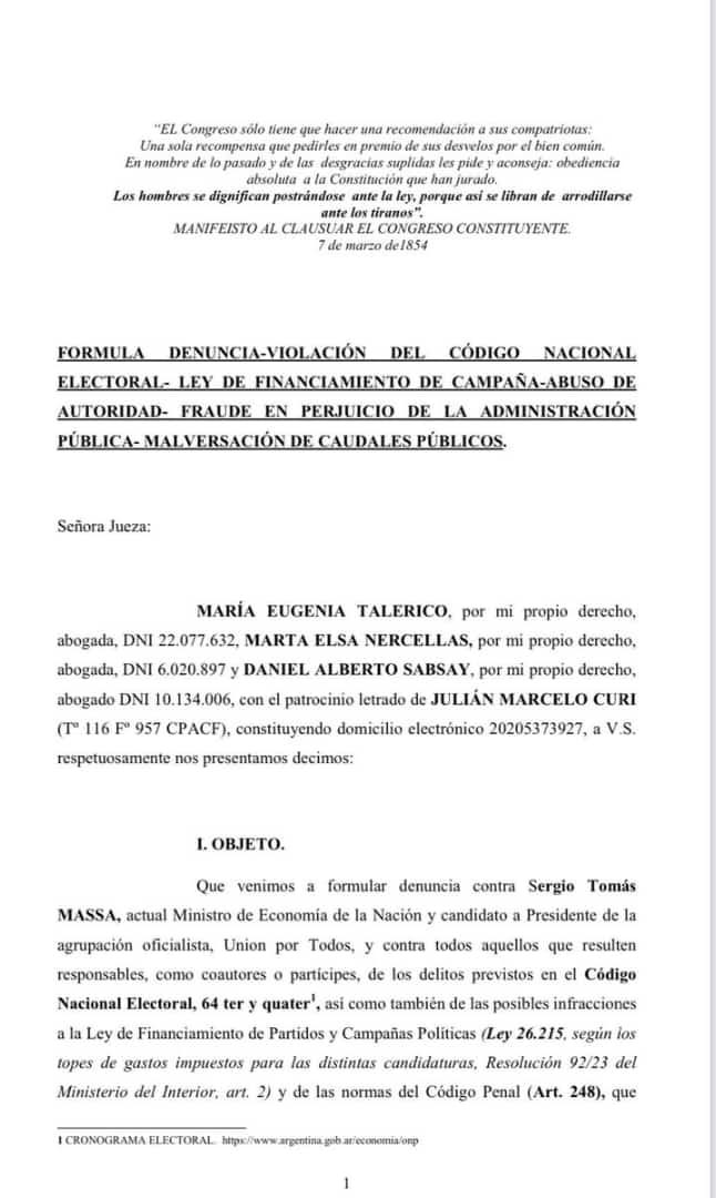 Sergio Massa fue denunciado por malversar 15 mil millones de dólares para su campaña electoral. La tercera parte de la deuda que contrajo Macri para pagar la que le dejó Cristina Kirchner.