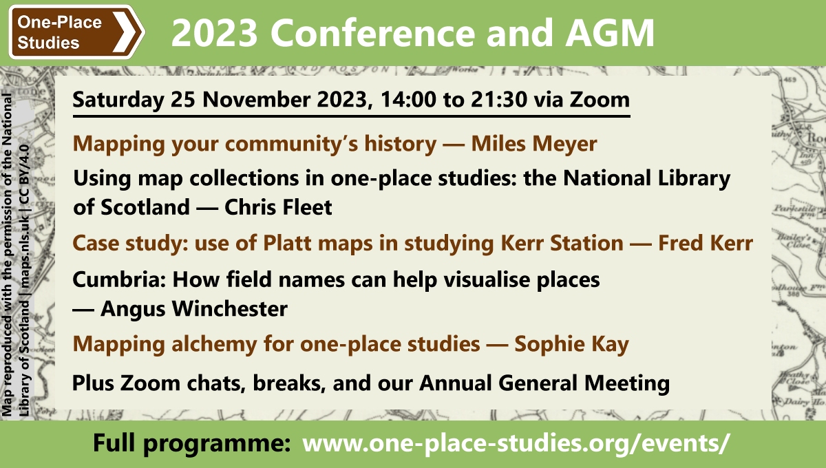 It's the last #OnePlaceWednesday before our amazing AGM and conference this weekend! Raise your hand if you are looking forward to this magical mix of maps and #OnePlaceStudies. ✋ Not a member? Join up today and you can join in too! one-place-studies.org/join-us/