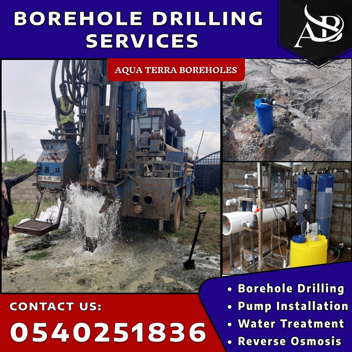 BOREHOLE DRILLING SERVICES 
We offer you complete borehole drilling services which includes;
• Geological survey
• Drilling & Construction of Boreholes
• Pump installation
Contact Us: 0540251836
#boreholedrilling #pumpinstallation #waterflow #reliableservices #watersolutions