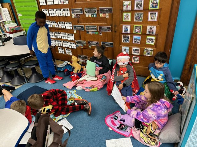 CenterGroveES's tweet image. Mrs. Howey’s class celebrated all their hard work today with “Nighttime Narratives.” It was a big slumber party as they cozied up to share their writing. So fun!