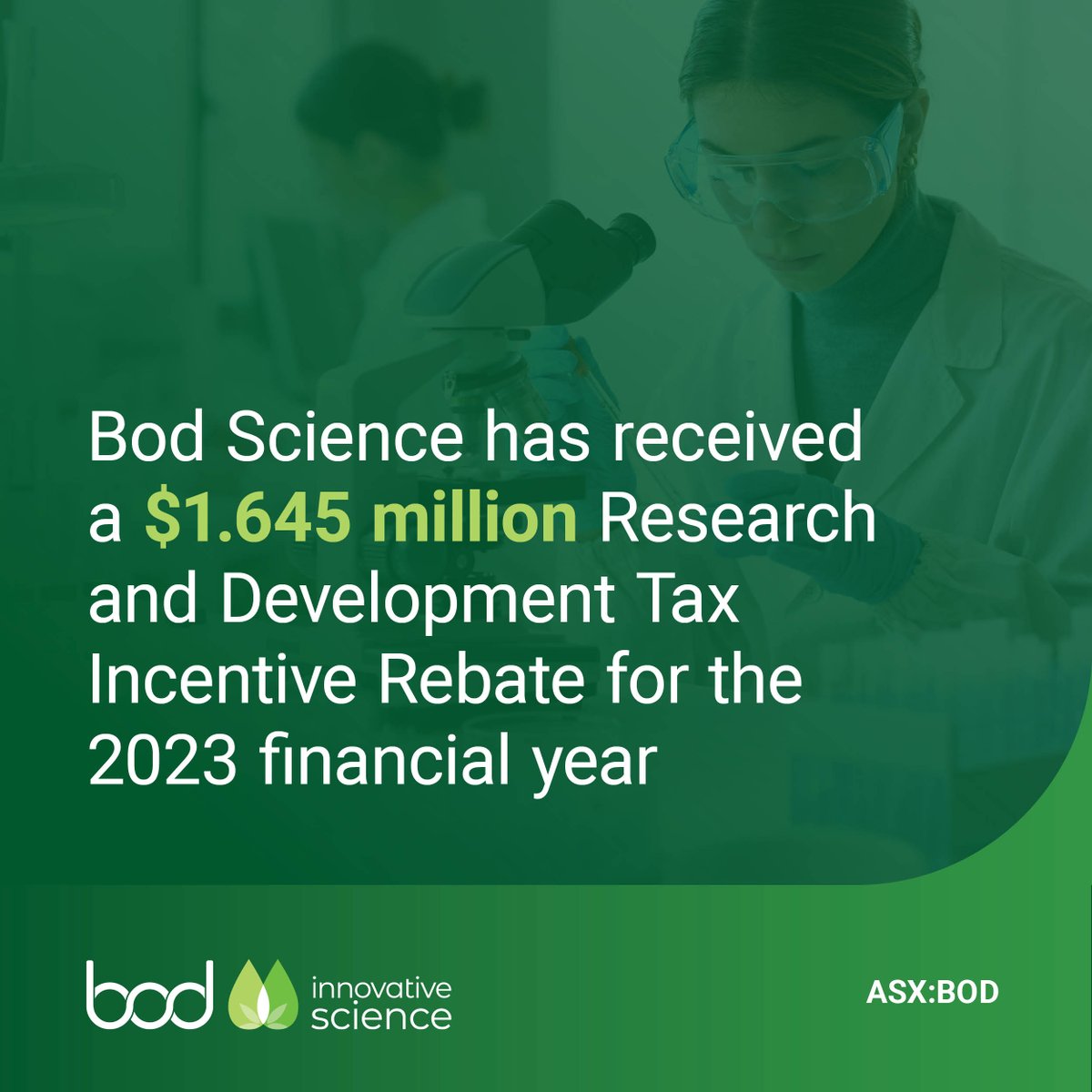 #ASXNews

$BOD.AX has received a $1.645 million Research and Development Tax Incentive Rebate for the 2023 financial year.

The funds received are reflective of #BOD's commitment and investment in R&amp;D on key projects over the last 12 months.

loom.ly/GhPOSyQ

#ASX
