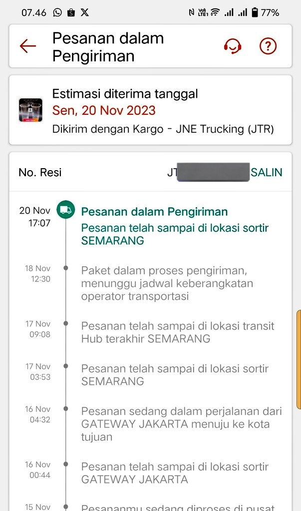 Mayozx09's tweet photo. @JNECare cape gua nunggunya!! 
Ktnya kargo 7 hari pretttt nyatanya 10 hari lebih belom nyampe juga
Malah bolak balik semarang paketan gua, udh email eh ga dibales, gajelas bgtt csnya. https://t.co/7rXzATLcgG