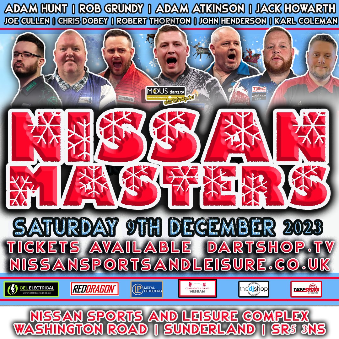 ModusDarts180's tweet photo. Tungsten on the Tyne 🎯

The Nissan Masters heads to Sunderland this December for a fantastic evening of darting entertainment! 

Join us 🎟️ https://t.co/cYaJg926ef https://t.co/fuQVfhvvck