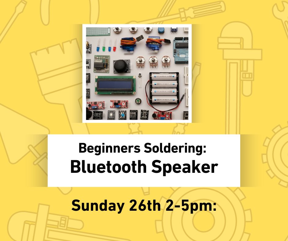ToolLibBelfast's tweet photo. Next class at Belfast Tool Library happening this Sunday! Fancy trying your hand at electronics? Follow the link to grab your space: https://t.co/IqRBFjNcDO https://t.co/EL59blkhSs