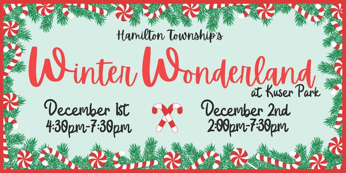 Get into the holiday spirit with Hamilton's Winter Wonderland at Kuser Farm Park! Join us on Friday, December 1st 4:30-7:30 PM with our annual tree lighting at 6 PM and return for more fun on Saturday, December 2nd from 2-7:30 PM. Learn more at HamiltonNJ.com/WinterWonderla…….