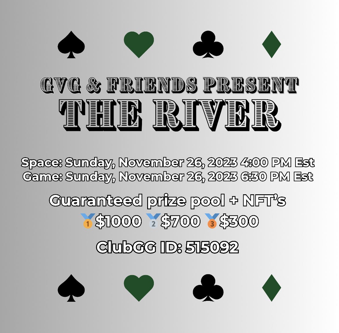 Quit Missing Out!!! This Weekend is the Finale!!! The Biggest Freeroll to hit Web3!!! Wake up People!!! @GreenVisorGang Bringin the 🔥!!! 10+ #NFTCommunities with some of the best poker players will be on the Felts. Come bring your “A” Game and maybe you can walk away with 1K!!!