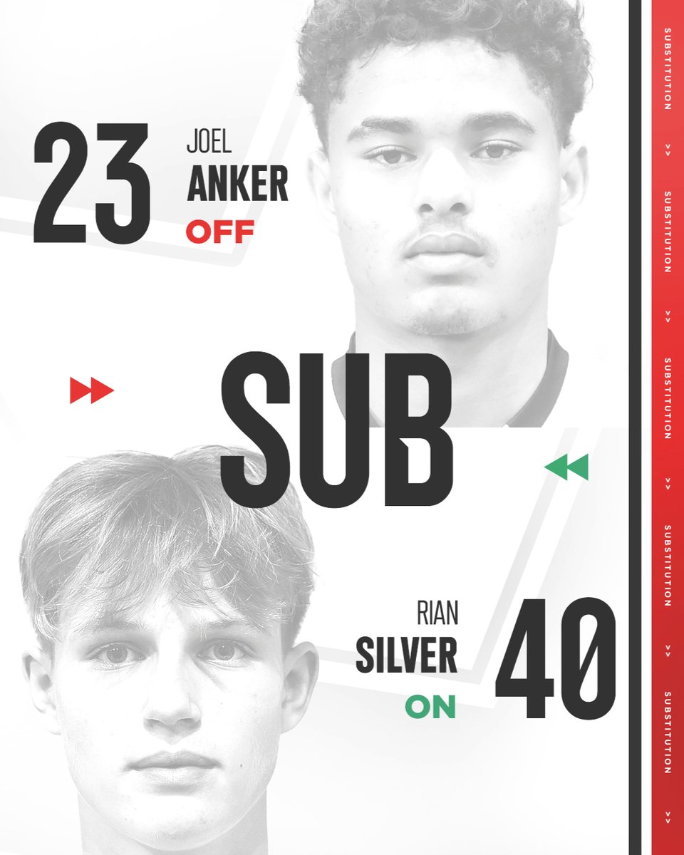 MKDonsFC's tweet photo. 67: Double change as second-year scholar Charlie Stirland and 16-year-old Rian Silver make their #MKDons debuts 🔄🔄

⚪️ 2-1 🔴 https://t.co/hmDHVu2Rj1