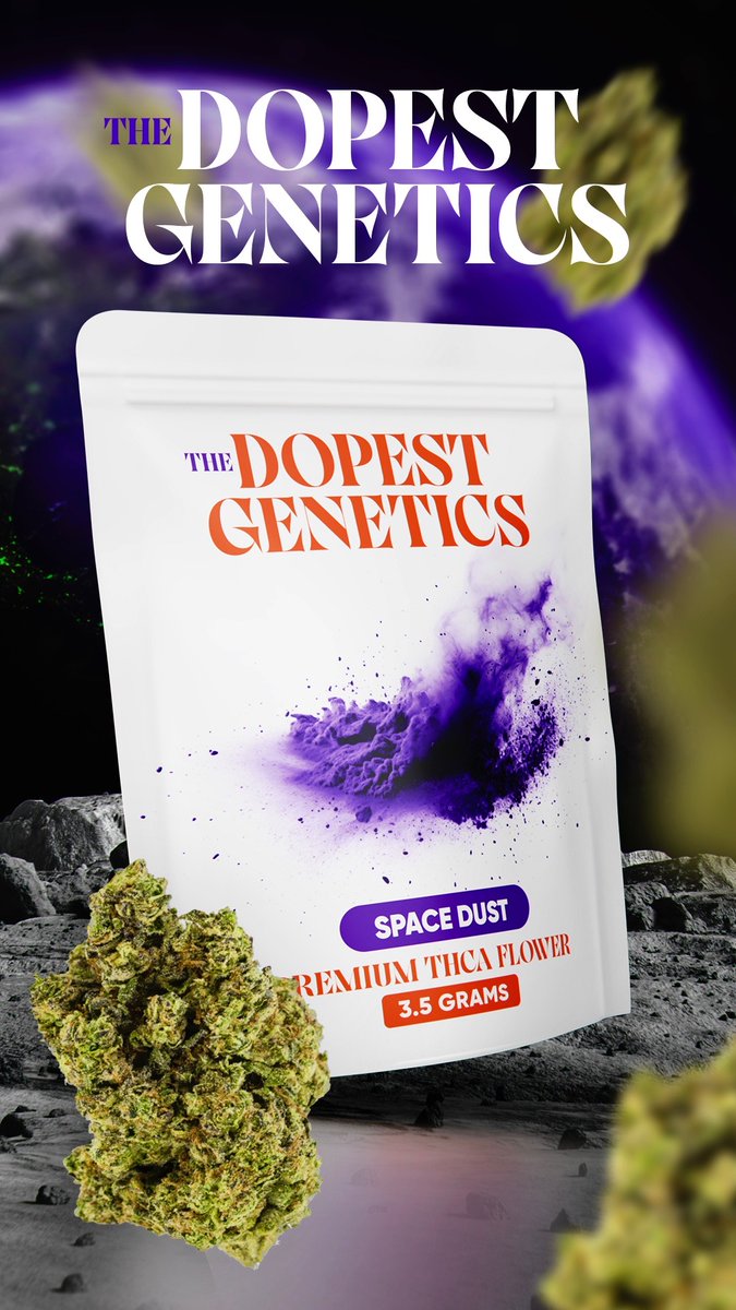 The_Dopest_Shop's tweet photo. New day new strain:  SPACE DUST.  This is our first line of our "premium" THCA Flower.  Go grab a pack: https://t.co/q02wcjhPz0 #thedopestshop https://t.co/ZftgkVNphR