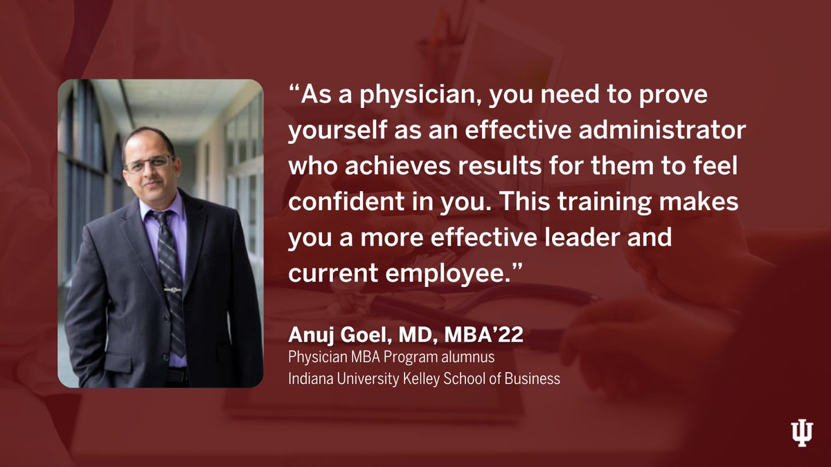 Graduate of the @KelleyIndy Physician MBA Program Dr. Anuj Goel, MD, MBA’22 shares how his Kelley education helped him in his directorship role for a hospital’s geriatric psychiatry unit. Read his story: bit.ly/46hXzhh