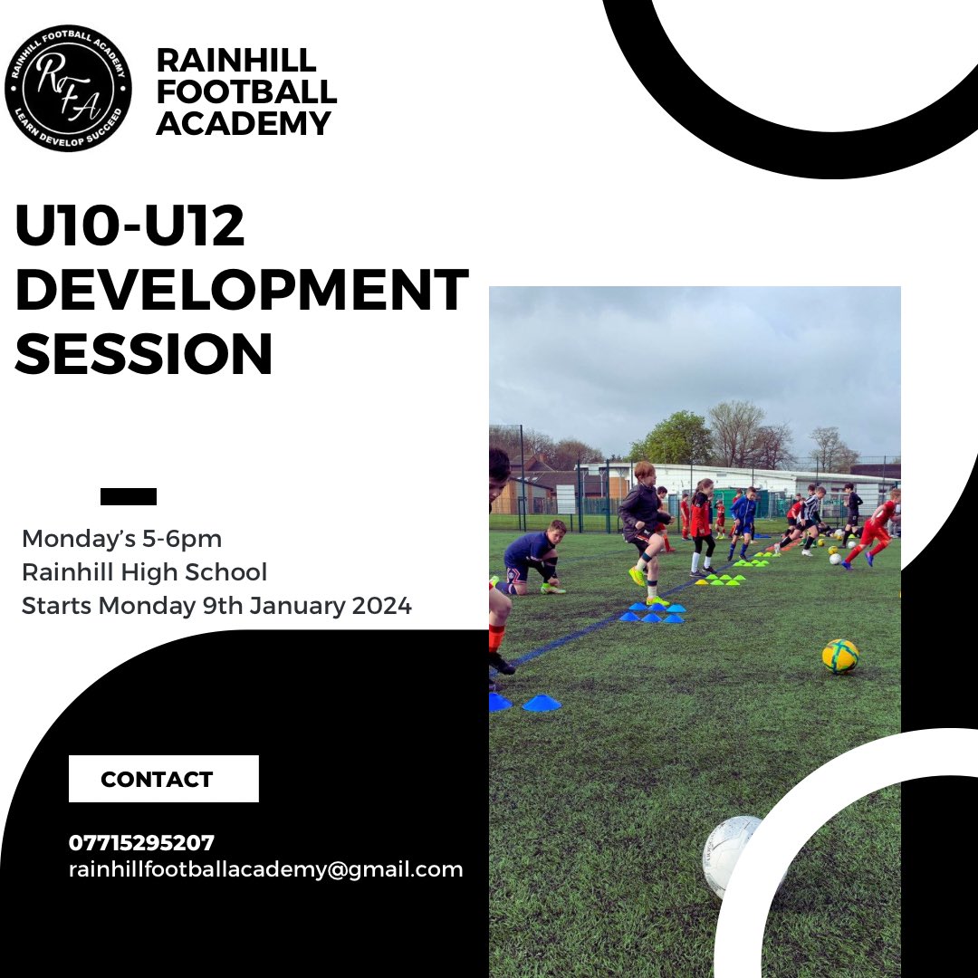 ‼️U10-U12 Development Sessions‼️

- Ball Mastery
- 1v1s/2v2s 
- Technical detail

🔥 A session tailored for those children wanting to progress and develop their knowledge and technical ability.

…hill-football-academy.classforkids.io/info/36