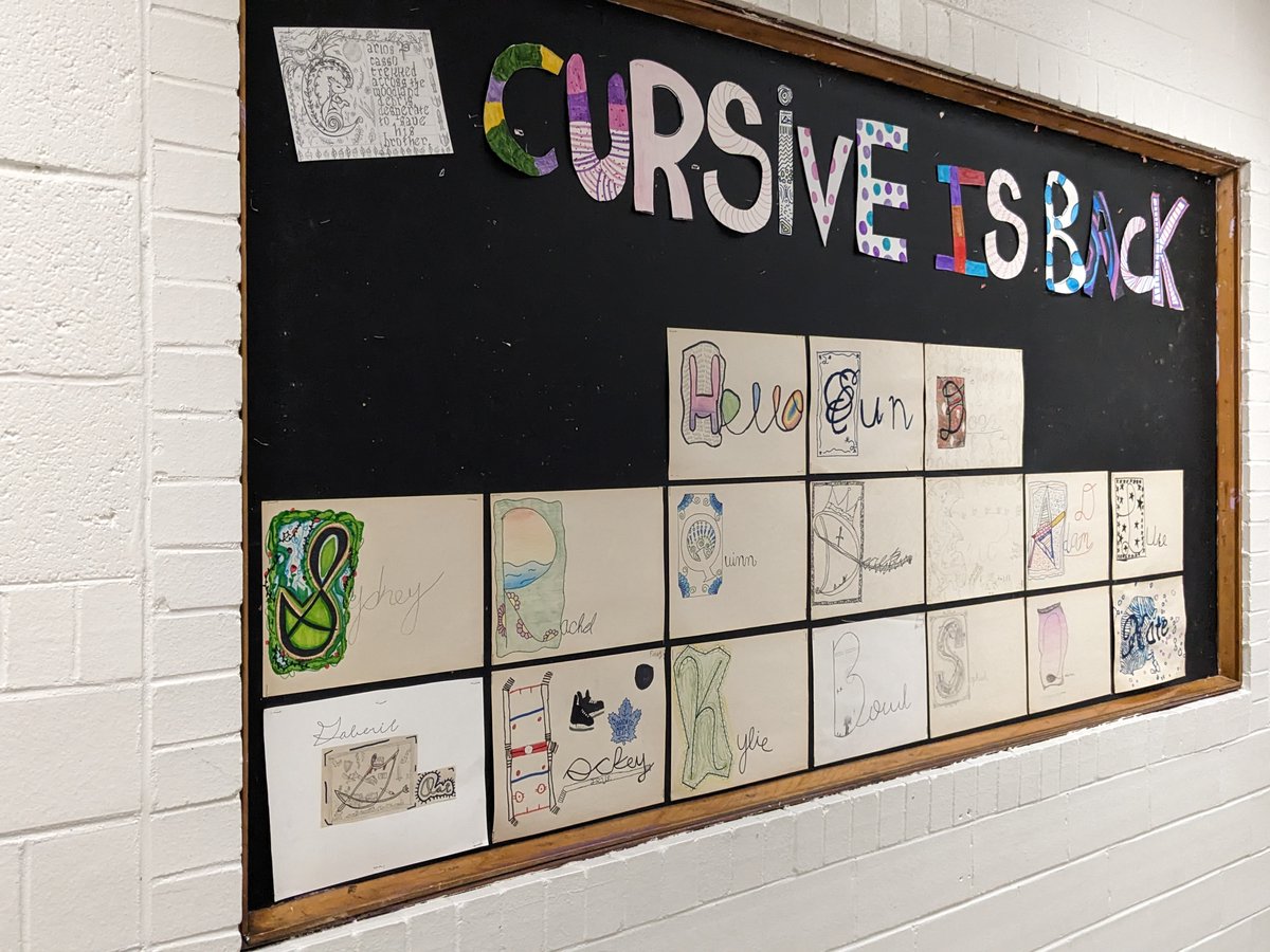 Now that cursive is officially back the Gr. 7/8s <a href="/mountsfieldps/">Mountsfield Public School</a> have been learning about how script has changed over throughout history and how to develop their style. Check out our historiated initials based on medieval texts!  <a href="/TVDSBLiteracy/">TVDSBLiteracy</a>