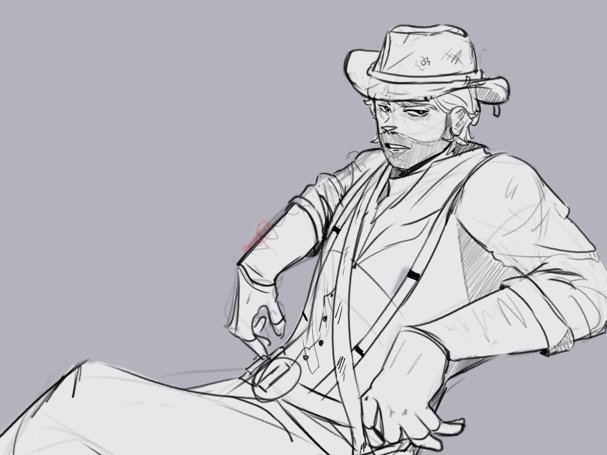 OceanicJesssie's tweet photo. I hate drawing hats. 

Also Arthur because I love him. 

I want to try and get a drawing like this out as often as possible. Drawing without the stress of 'finishing' it. :))

#RedDeadRedemption2 #Arthurmorgan #RDR2 #rdrarthurmorgan #RedDeadRedemption #ArtistOnTwitter #artist https://t.co/Vqd1oWCeNl