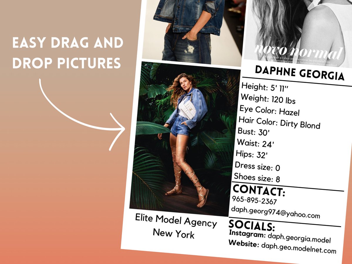 FlowTemplates's tweet image. Are you a model in need of professional comp card? 
Say less we have your back! 

Our businesses goal ✨ is to save you half the work when incorporating new tools into your business/passion projects! 

We create these templates by using Canva.