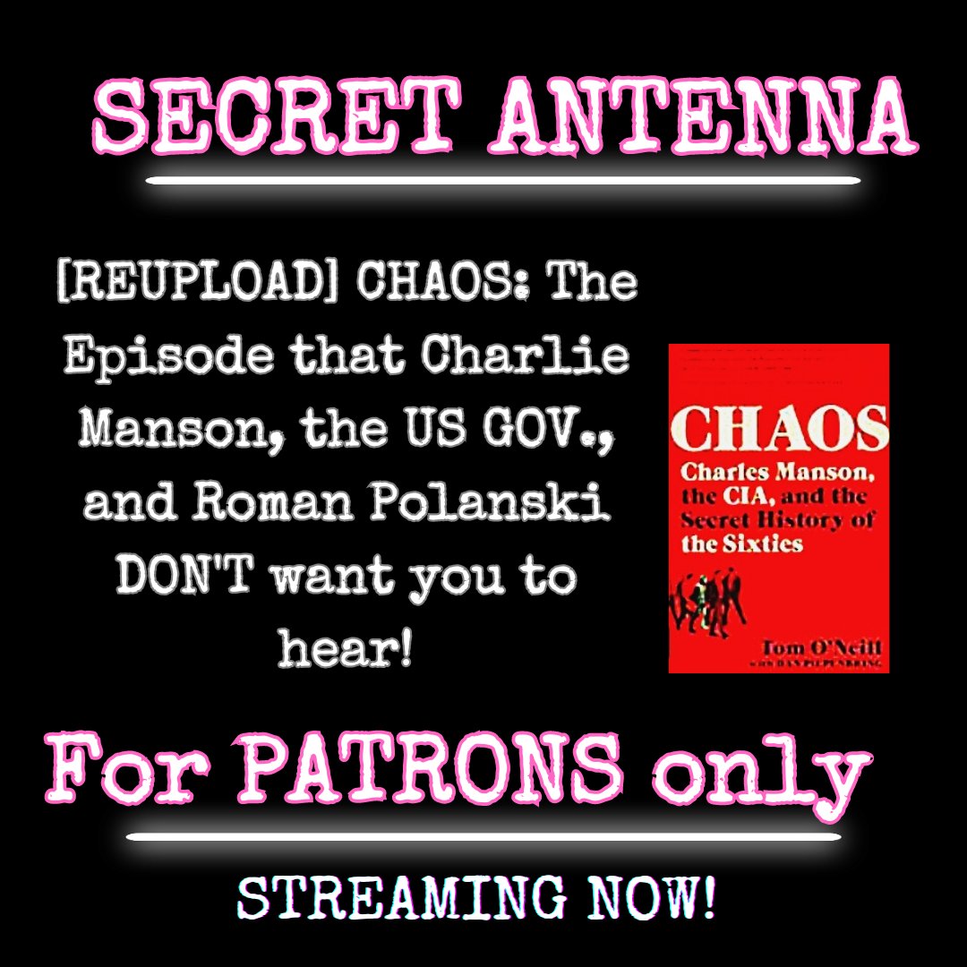 secretantenna's tweet photo. For our sexy patrons only -- a remix of the only episode that ever suffered a copyright strike! Becuz? We had featured a CHARLIE MANSON song owned by UNIVERSAL! BUT this re edit is extra snappy! Become a member for just $1 per month! https://t.co/ZtdcgEwKgQ
