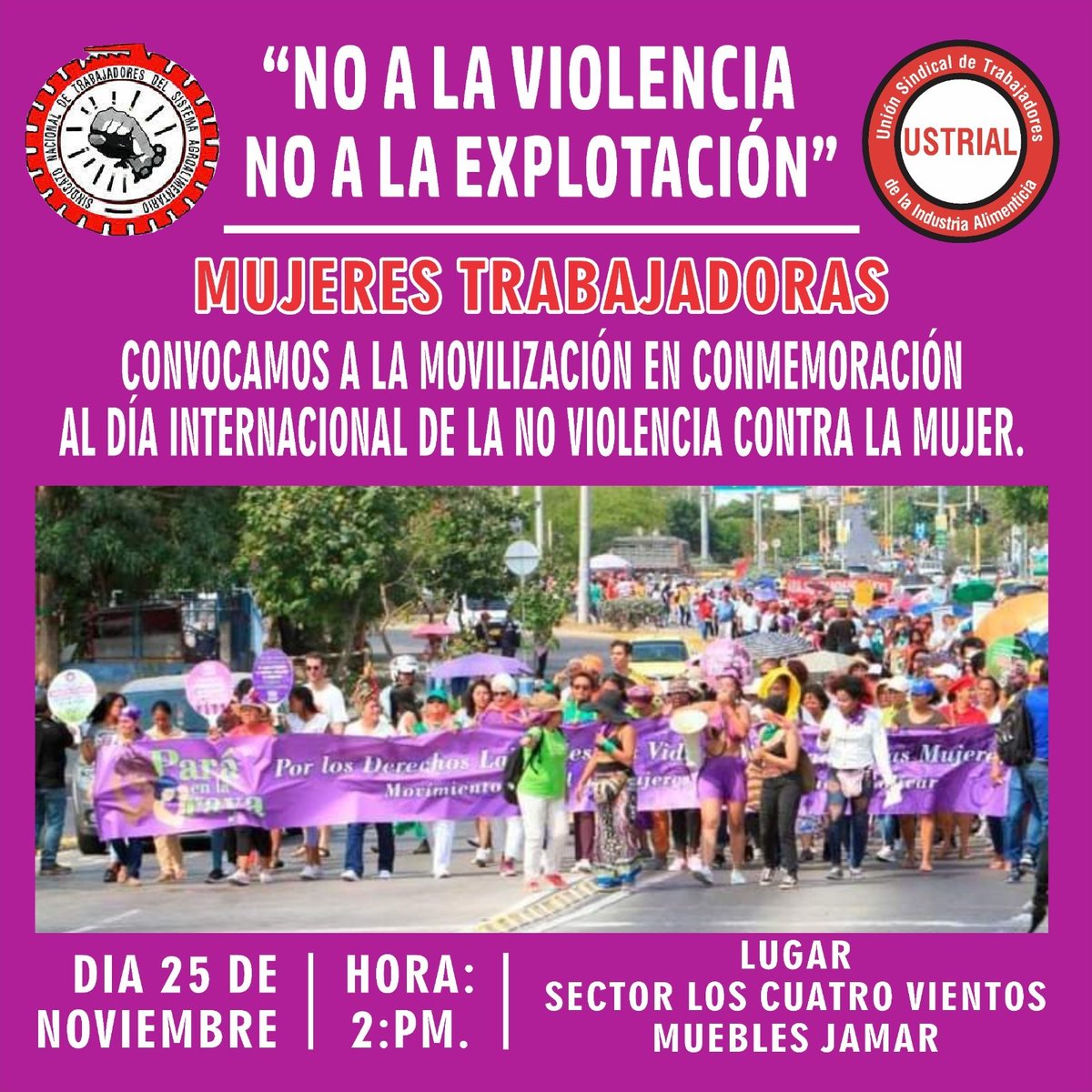 SinaltrainalInt's tweet image. Convocamos a la marcha y comemoracion del el 25 de noviembre ✊🏾🩷💚🩵💙💜🧡💓