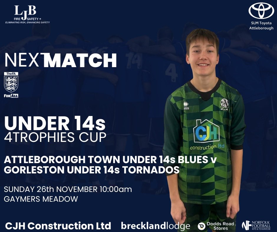 AttleboroTownFC's tweet photo. Boro Under 14 Blues have a big game on Sunday 💙⚽️ #UpTheBoro https://t.co/PIhotFYngI