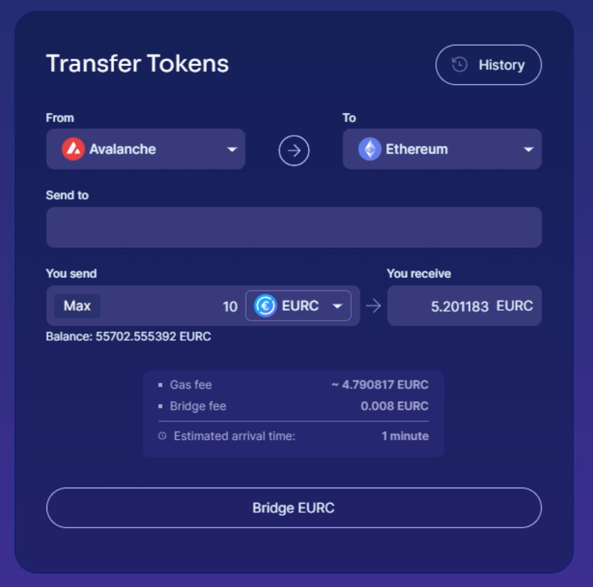 Seamless bridging between EURC on Ethereum and EURC on Avalanche is now  possible 👇