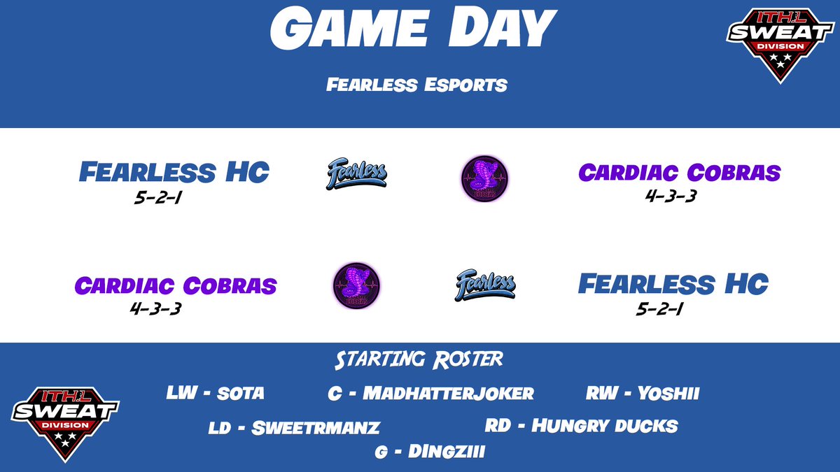 Its a new week for FHC and they're ready to bounce back after a rough week 2. Going up against the Cardiac Cobras for the first series of week 3 in <a href="/IceTiltHL/">ITHL</a> at 8:30pm EST

twitch.tv/dingz__