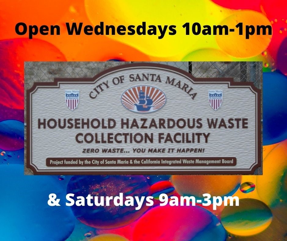 Bring your batteries, light bulbs, paint, all used oil, and other household chemicals in for proper disposal. #SantaMariaCA #HazardousWaste #Batteries #Paint #Fertilizer #UsedOil 
More info: cityofsantamaria.org/utilities