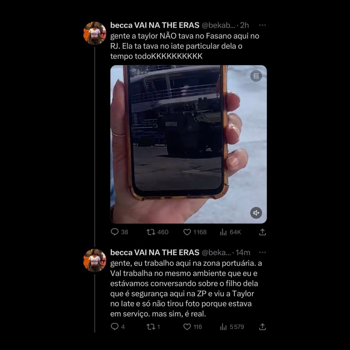 poptime's tweet photo. 🚨 Segundo funcionárias da zona portuária da cidade, Taylor Swift não estava hospedada no Fasano, onde os fãs estavam acampando na porta, e sim em um iate particular. https://t.co/vpIXXzVcFm