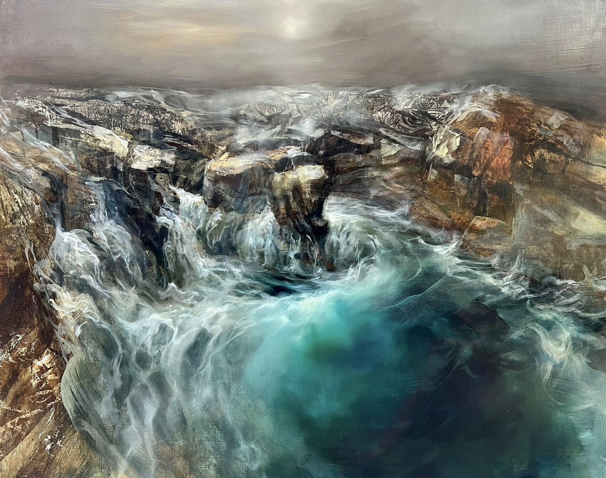 Beth_RobertsonF's tweet photo. Rising Tide, 122cm x 88cm, mixed media. On show currently as part of Borrowed Land at the Kilmorack Gallery in Beauly. #assynt #highlands #exhibition #coast #scotland #painting #seascape #clashnessie https://t.co/i42fzSzihO