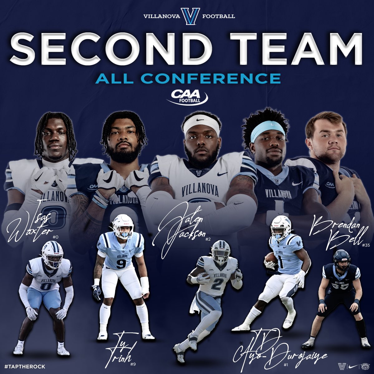 Villanova Football (@novafootball) on Twitter photo Congratulations to our 2023 <a href="/CAAFootball/">CAA Football</a> Second Team selections‼️ bit.ly/3SMCGrC
<a href="/isaswaxter2/">Isas Waxter ll</a> <a href="/tytrinh_/">Lone Wolf 💔</a> <a href="/Jay_Jacks2/">Jalen Jackson</a> <a href="/tsizzle34/">TD Ayo-Durojaiye</a> <a href="/BrendanBell2020/">Brendan Bell</a> Congratulations to our 2023 <a href="/CAAFootball/">CAA Football</a> Second Team selections‼️ bit.ly/3SMCGrC
<a href="/isaswaxter2/">Isas Waxter ll</a> <a href="/tytrinh_/">Lone Wolf 💔</a> <a href="/Jay_Jacks2/">Jalen Jackson</a> <a href="/tsizzle34/">TD Ayo-Durojaiye</a> <a href="/BrendanBell2020/">Brendan Bell</a>