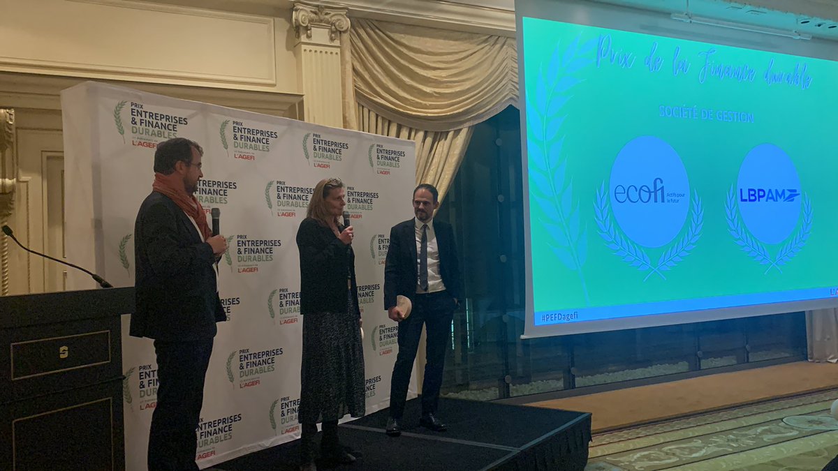 #PEFDagefi
🏆 Le Prix de la Finance durable dans la catégorie Société de gestion est décerné à <a href="/ecofi/">Ecofi</a> et <a href="/LBPAM_COM/">LBP AM</a> qui arrivent ex-aequo !