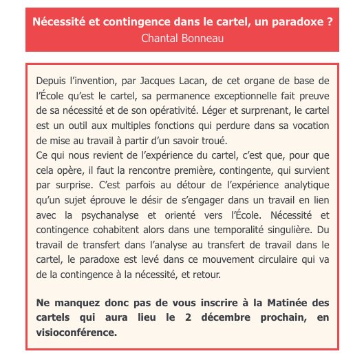 ACF_ECA's tweet photo. Il est encore possible de s'inscrire à la matinée des cartels du 02 décembre en cliquant ici👇https://t.co/SRESWgA3l6
 Une flèche par Chantal Bonneau @ducyl 
 Nécessité et contingence dans le cartel, un paradoxe ? https://t.co/jzZj5FwaOc