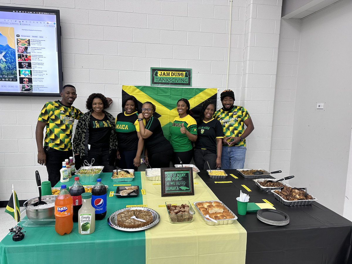 StemEarly's tweet photo. What a great way to celebrate camaraderie with your school family by sharing a Thanksgiving meal together, a Jamaican Thanksgiving meal. Thank you to all our dear teachers from Jamaica for being such amazing hosts! #ThisIsSTEM #thisisOURschool https://t.co/lcToHEmGd3