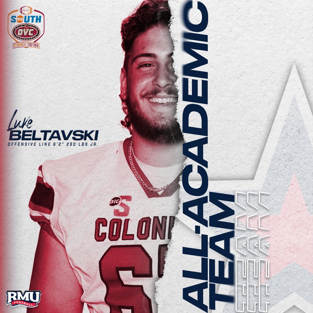 RMU_Football's tweet photo. 📚 𝐁𝐈𝐆 𝐒𝐎𝐔𝐓𝐇-𝐎𝐕𝐂 𝐀𝐋𝐋-𝐀𝐂𝐀𝐃𝐄𝐌𝐈𝐂 𝐓𝐄𝐀𝐌
@LukeBeltavski66 https://t.co/nY3ssfD2PC